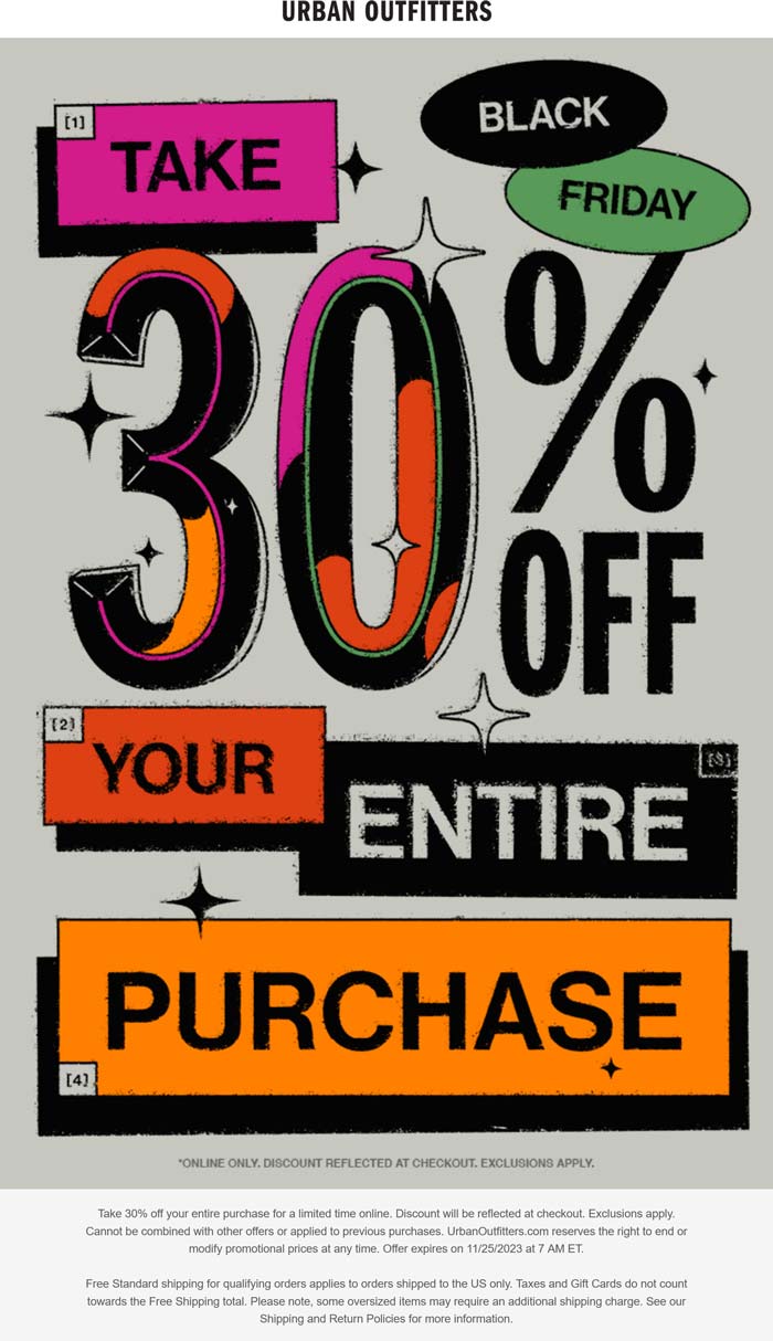 30% off everything online at Urban Outfitters #urbanoutfitters