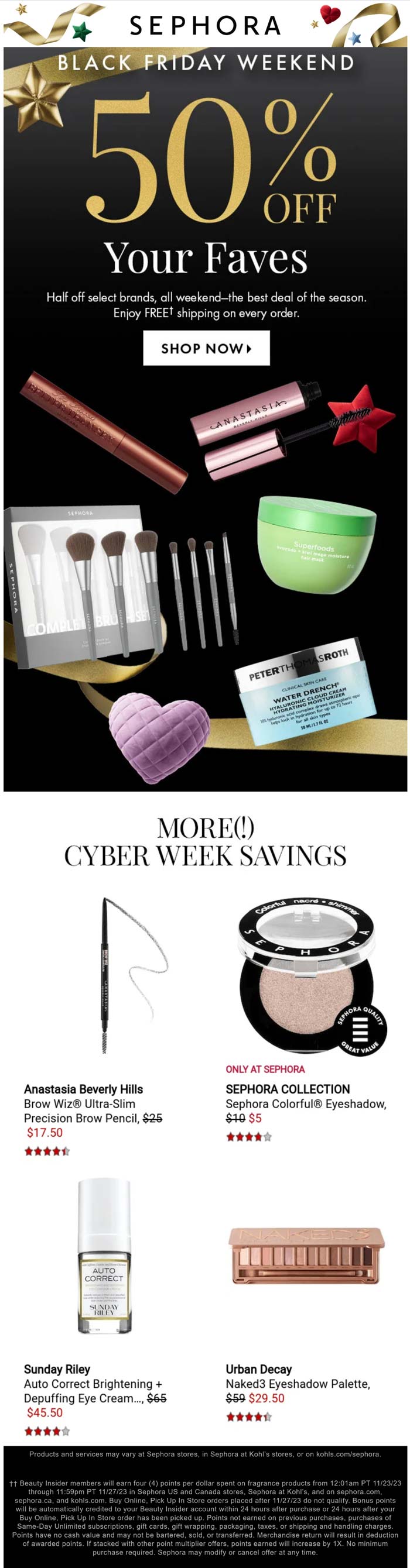 Sephora stores Coupon  50% off faves this weekend with free shipping at Sephora #sephora 