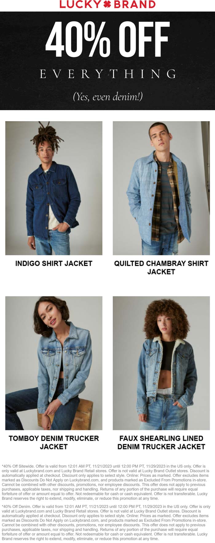 Lucky Brand stores Coupon  40% off everything online today at Lucky Brand #luckybrand 