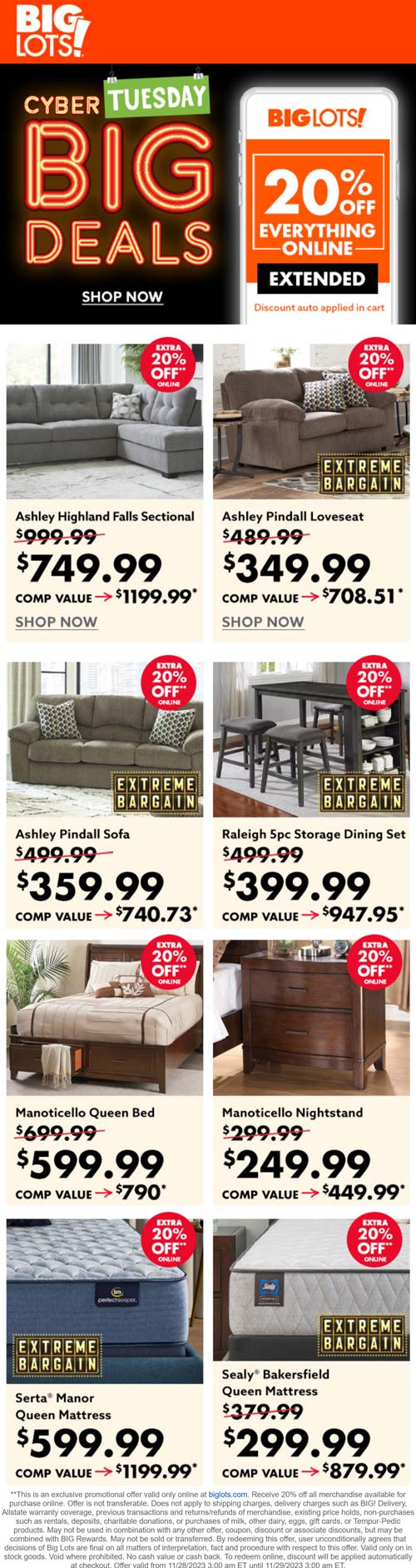 Big Lots stores Coupon  20% off everything online today at Big Lots #biglots 