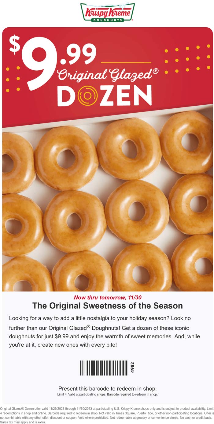 Krispy Kreme restaurants Coupon  $10 dozen doughnuts at Krispy Kreme #krispykreme 