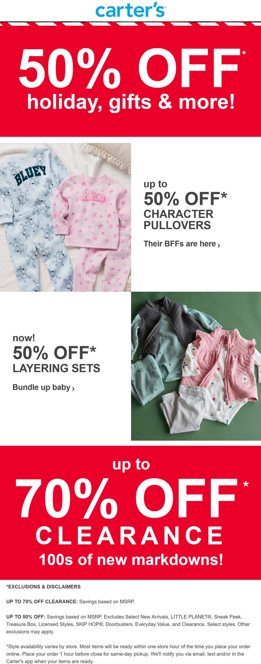 Carters stores Coupon  50% off holiday fashion at Carters & OshKosh Bgosh #carters 