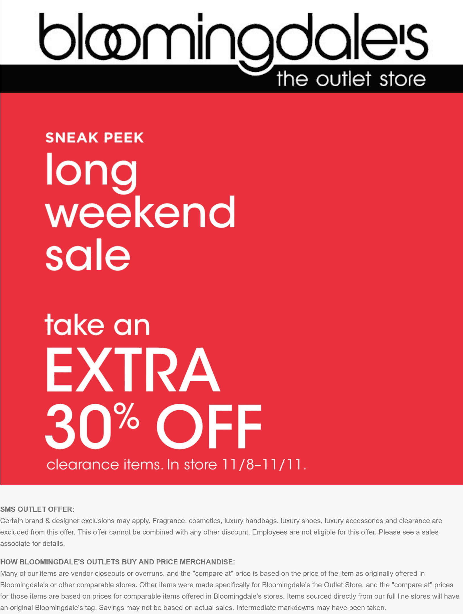 Bloomingdales stores Coupon  Extra 30% off clearance items at Bloomingdales #bloomingdales 