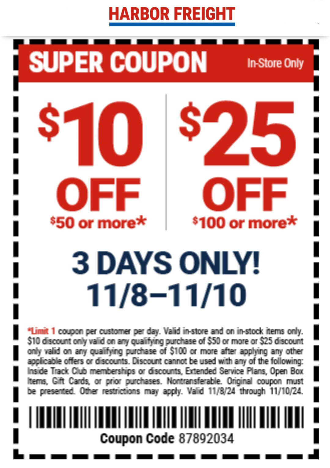 Harbor Freight stores Coupon  $10-$25 off $50+ at Harbor Freight tools #harborfreight 