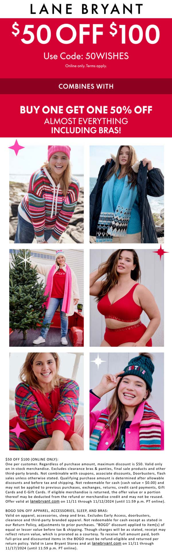 Lane Bryant stores Coupon  $50 off $100 + second item 50% off at Lane Bryant via promo code 50WISHES #lanebryant 