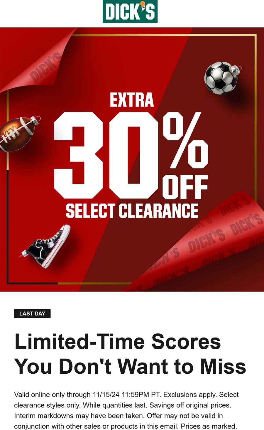 Dicks stores Coupon  Extra 30% off various clearance today at Dicks sporting goods #dicks 