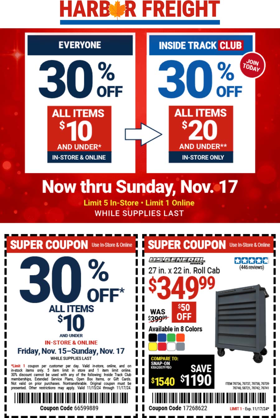 Harbor Freight stores Coupon  30% off all items $10 and under at Harbor Freight #harborfreight 