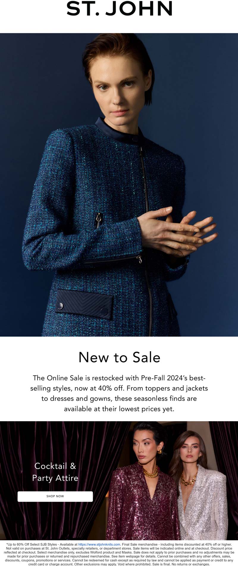 St. John Knits stores Coupon  40% off pre-fall styles at St. John Knits #stjohnknits 