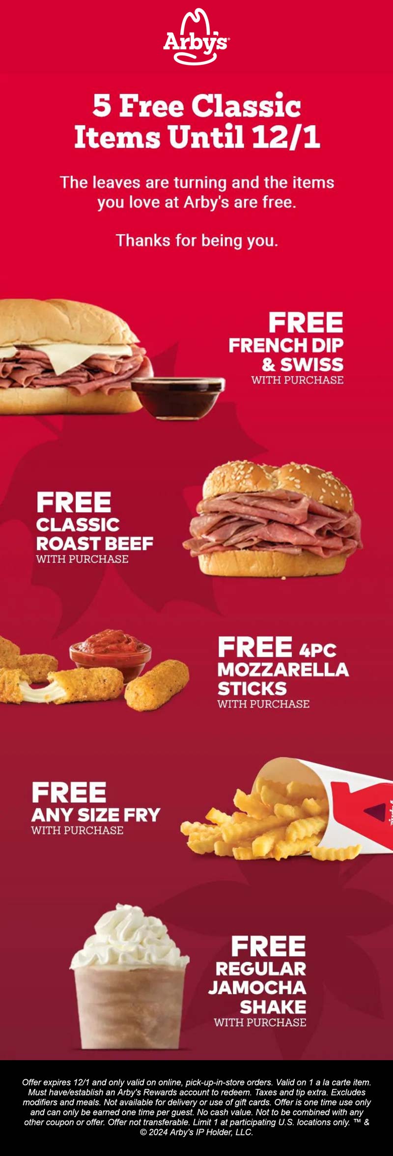 Arbys restaurants Coupon  5 free items via login at Arbys restaurants #arbys 