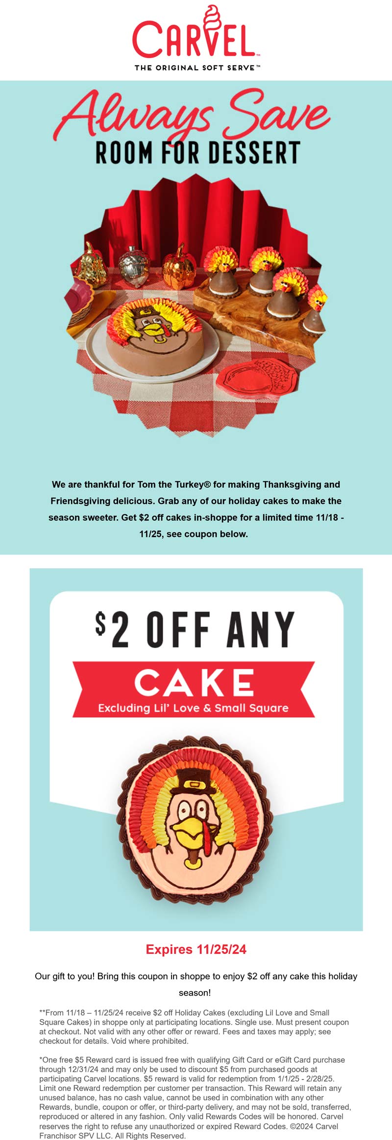 Carvel restaurants Coupon  $2 off ice cream cakes at Carvel #carvel 