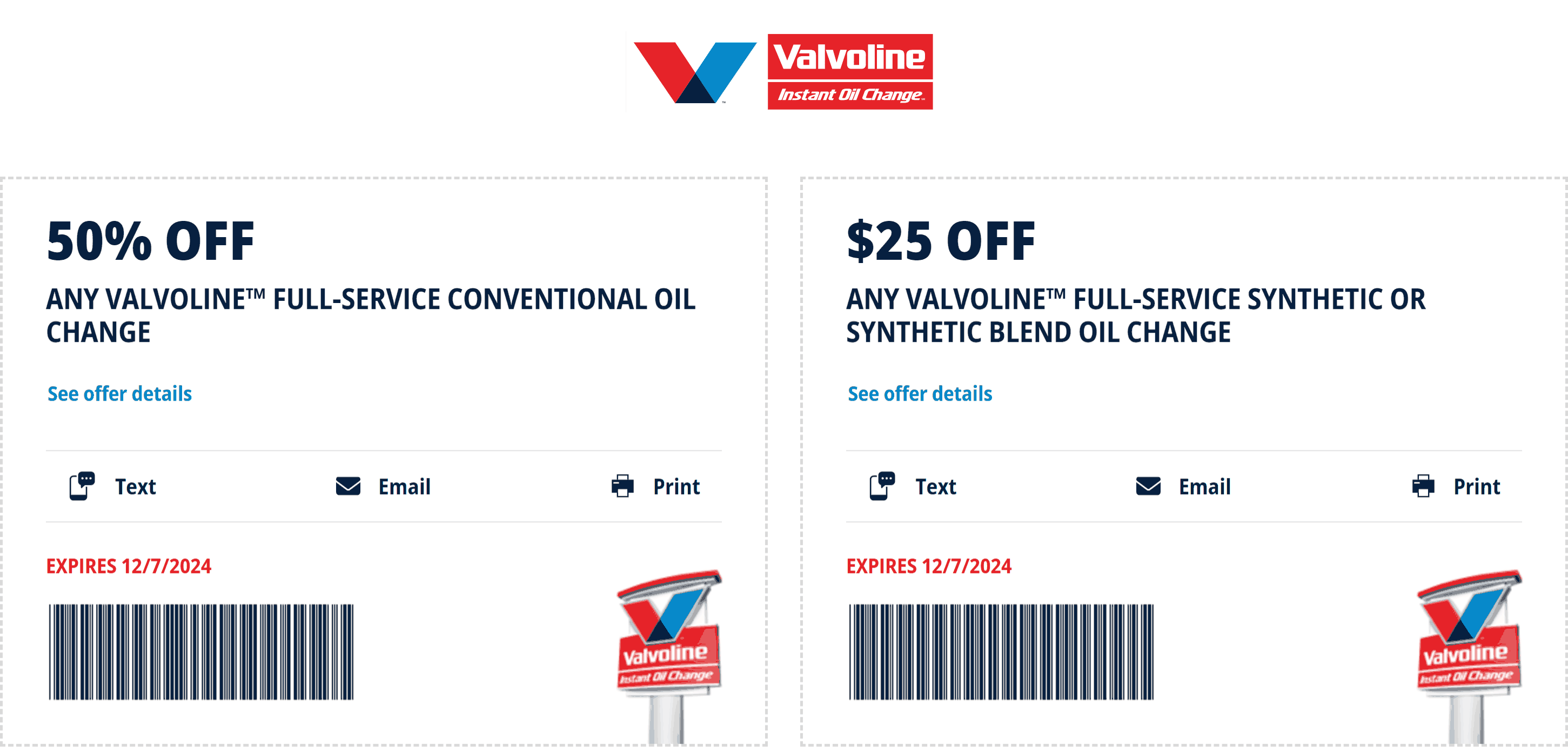 Valvoline stores Coupon  50% off an oil change at Valvoline #valvoline 