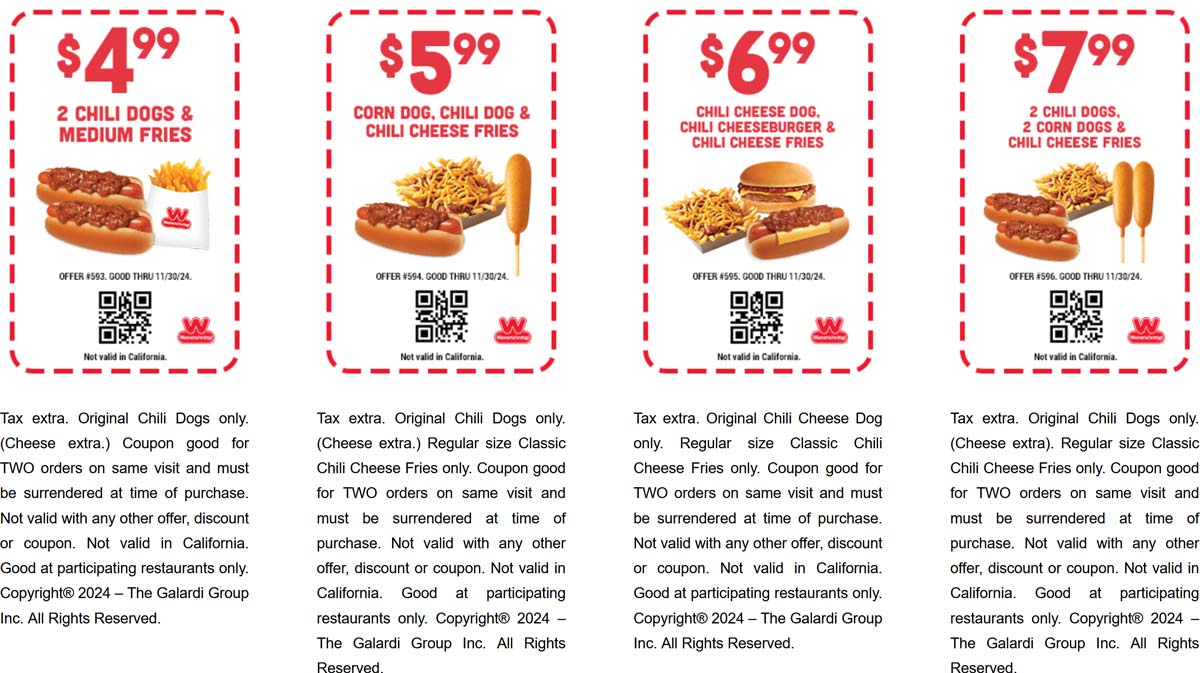 Wienerschnitzel restaurants Coupon  2 chili dogs + fries = $5 & more at Wienerschnitzel restaurants #wienerschnitzel 