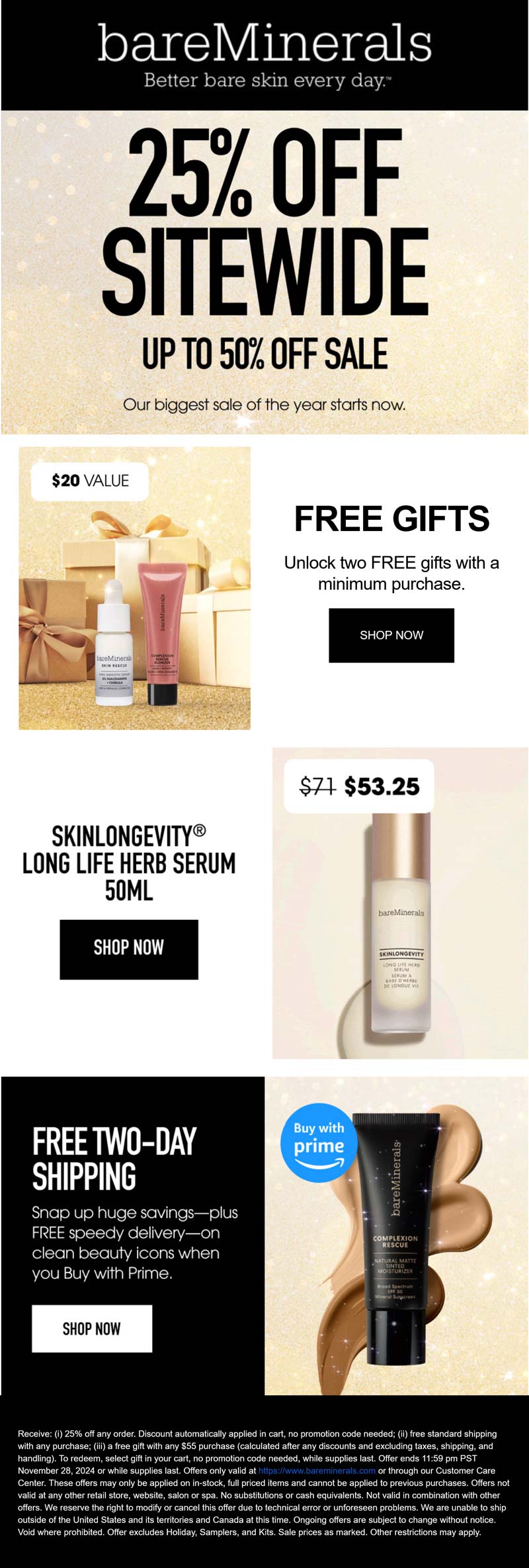 bareMinerals stores Coupon  25% off everything at bareMinerals #bareminerals 