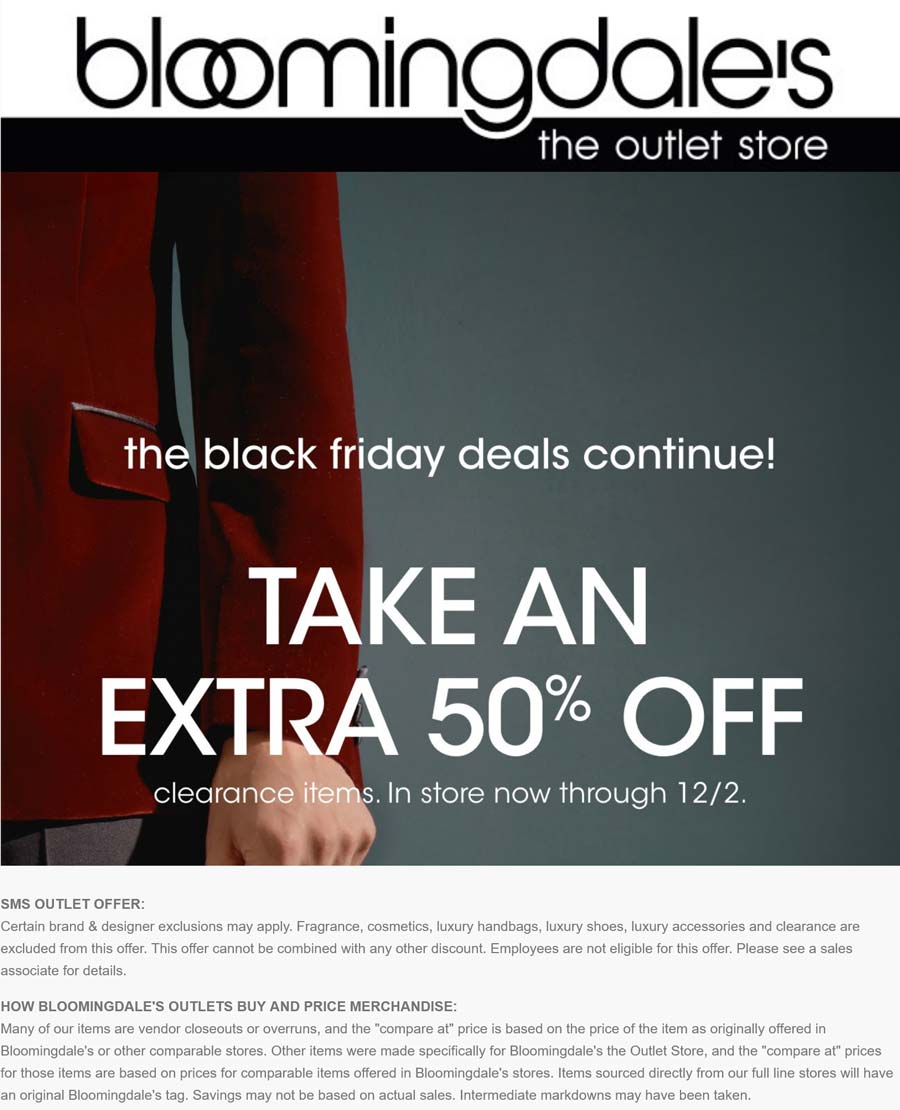 Bloomingdales Outlet stores Coupon  Extra 50% off clearance at Bloomingdales Outlet #bloomingdalesoutlet 