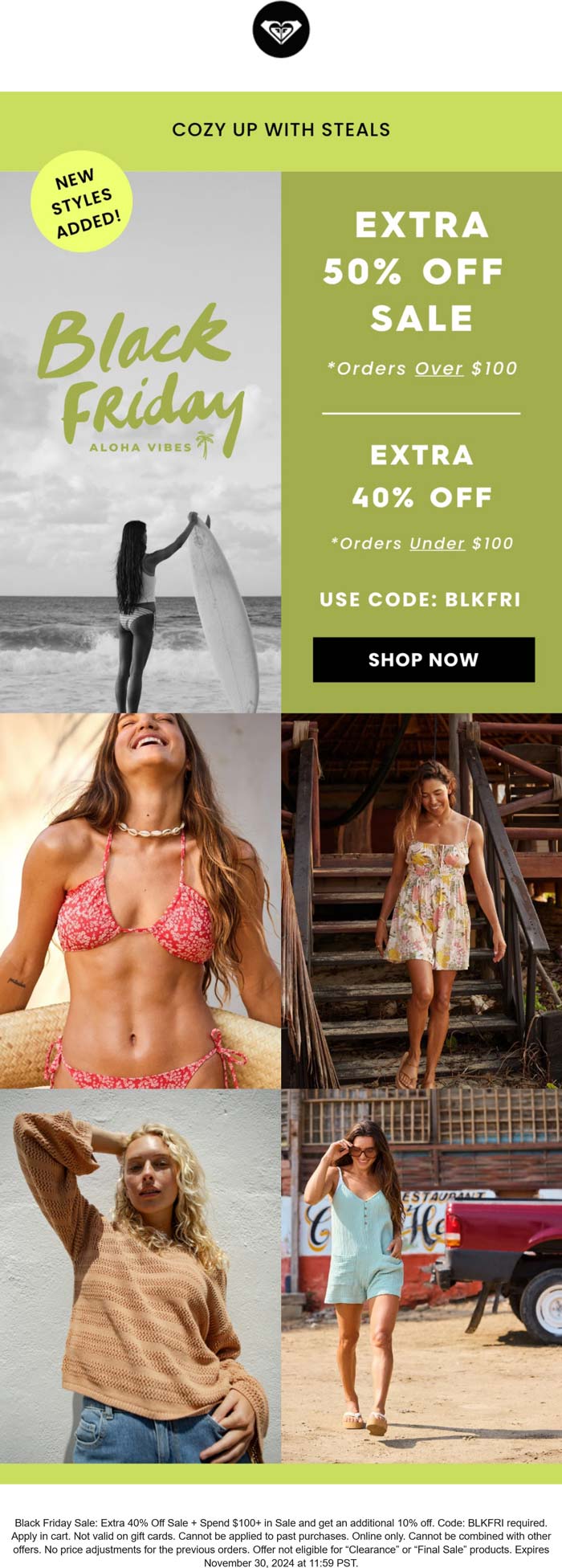 ROXY stores Coupon  Extra 40-50% off at ROXY via promo code BLKFRI #roxy 