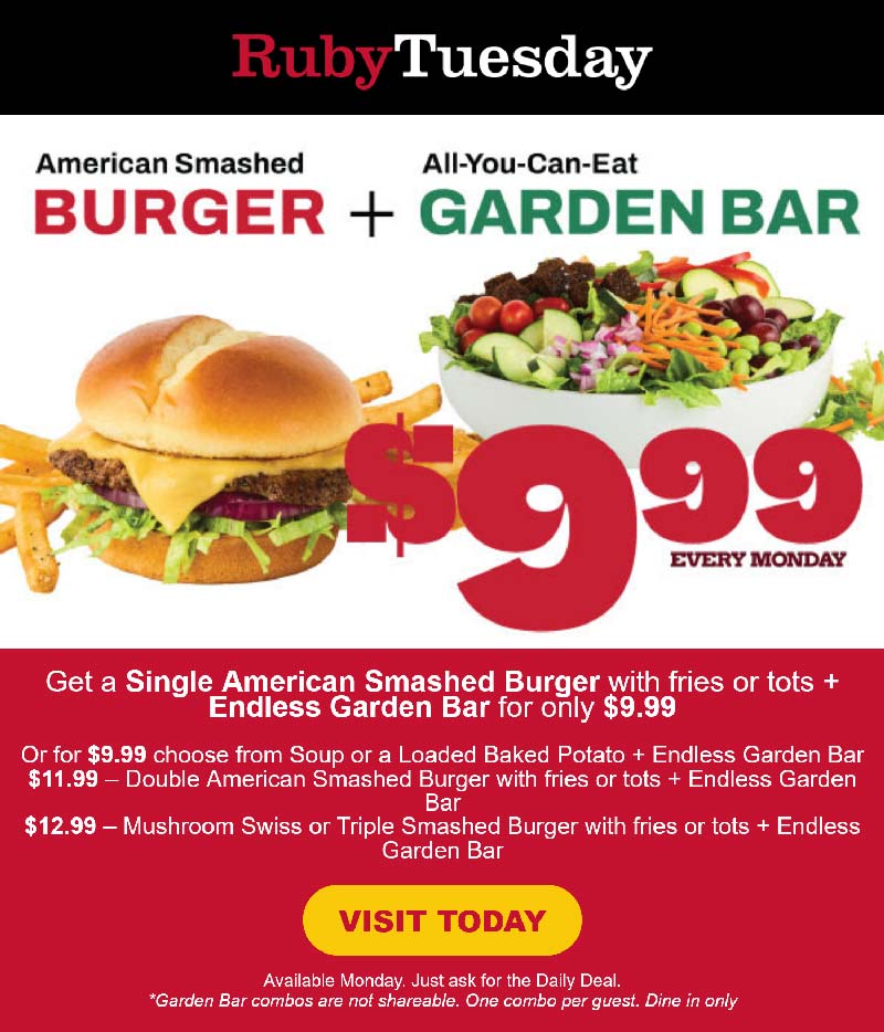 Ruby Tuesday coupons & promo code for November 2025