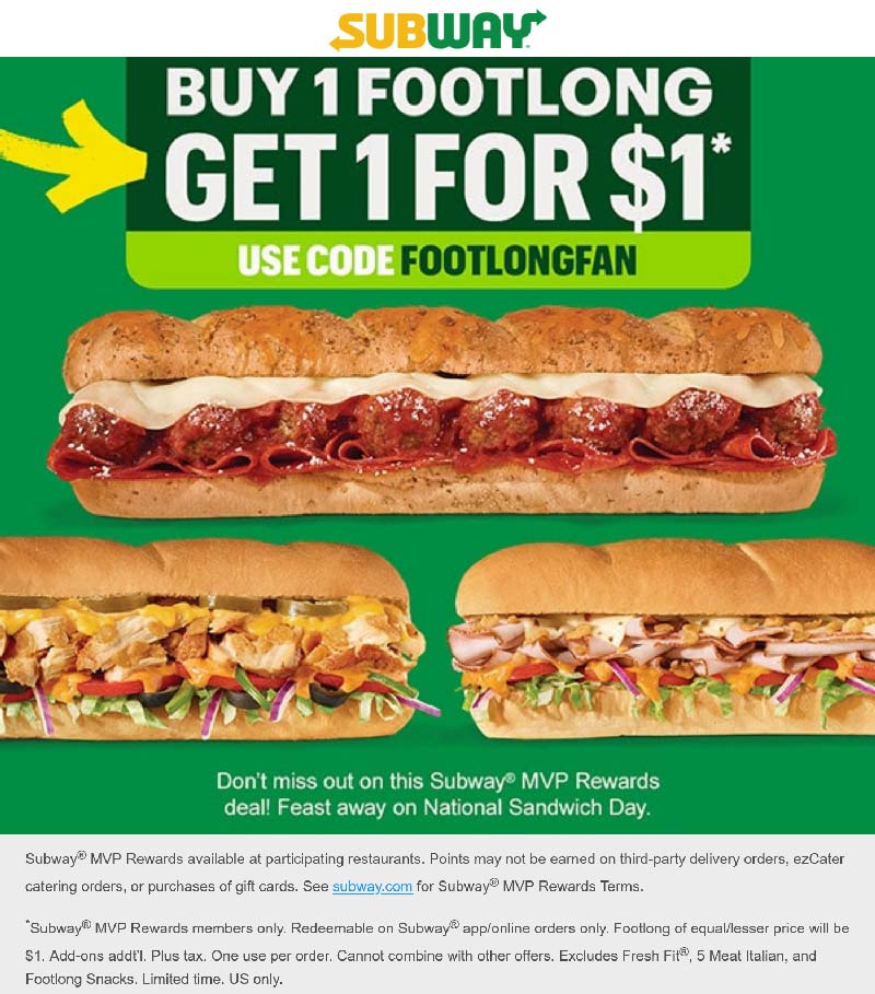 Subway coupons & promo code for November 2025
