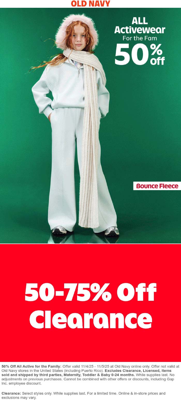 Old Navy coupons & promo code for November 2025