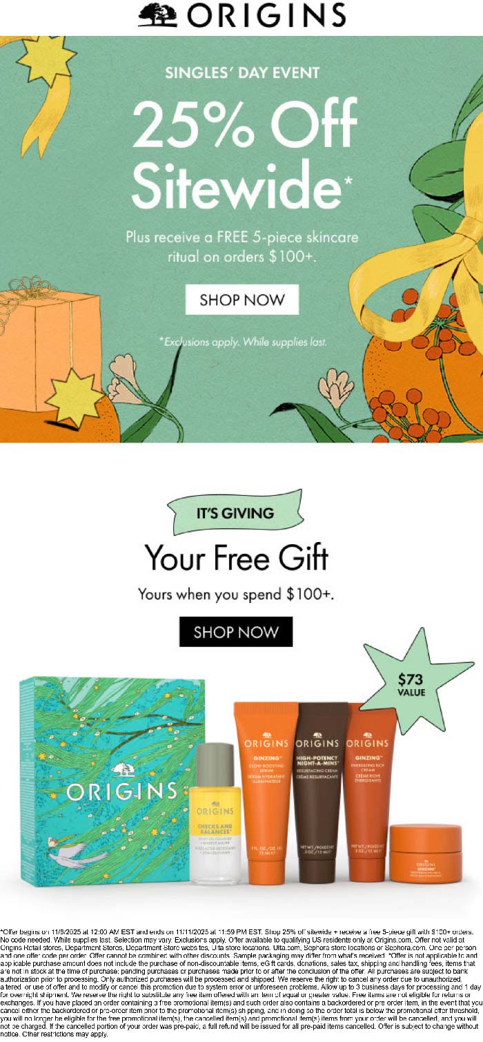 Origins coupons & promo code for November 2025