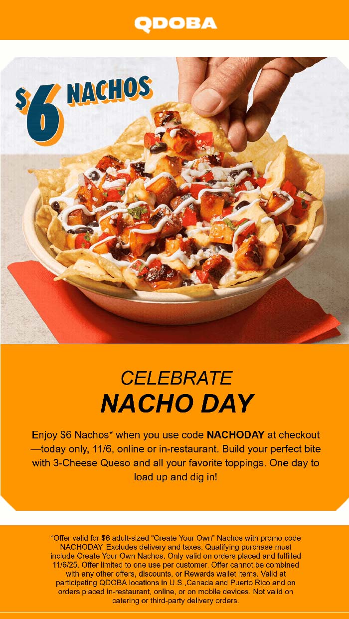 Qdoba $6 protein nachos today at Qdoba restaurants #qdoba Qdoba restaurants Coupon $6 protein nachos today at Qdoba restaurants #qdoba