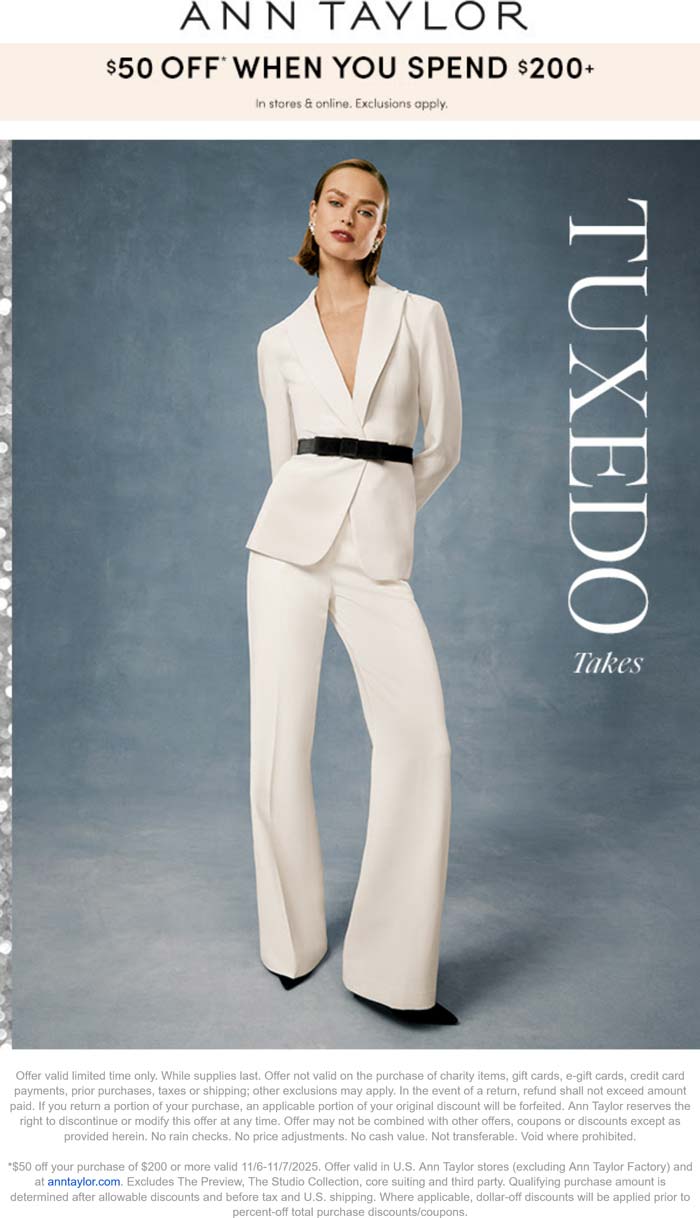Ann Taylor coupons & promo code for November 2025