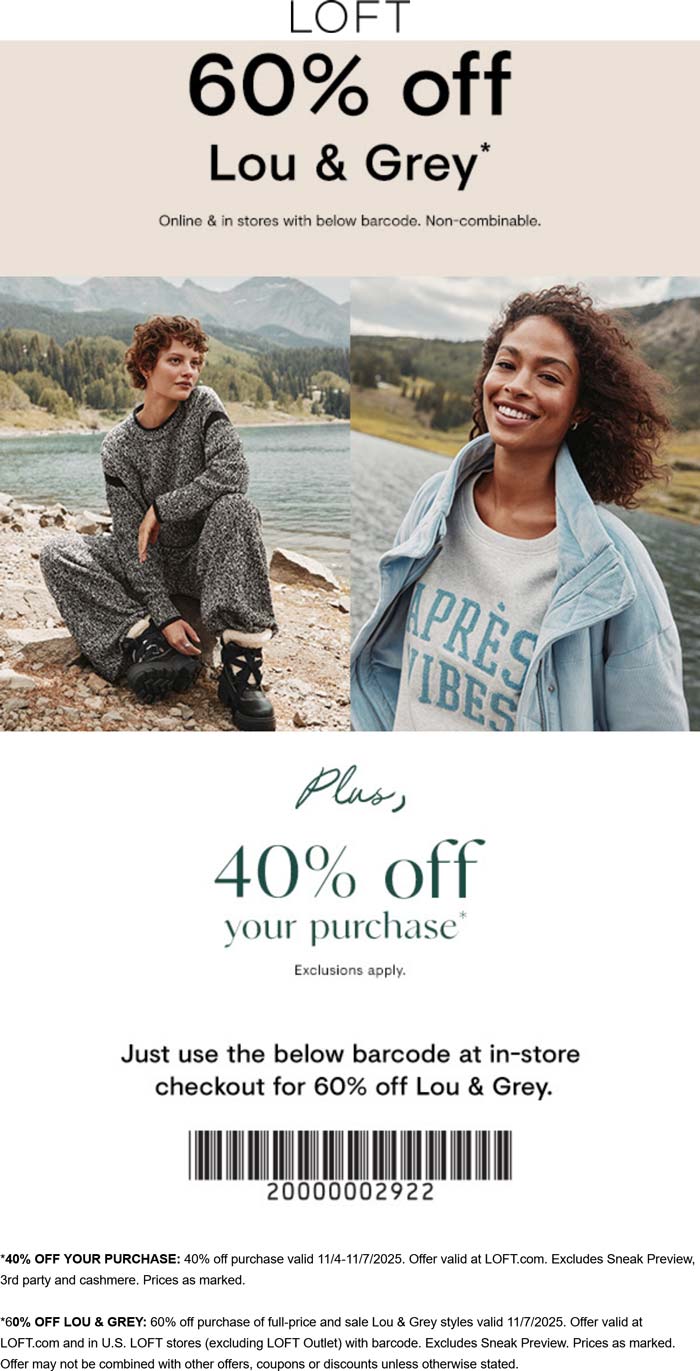 LOFT coupons & promo code for November 2025
