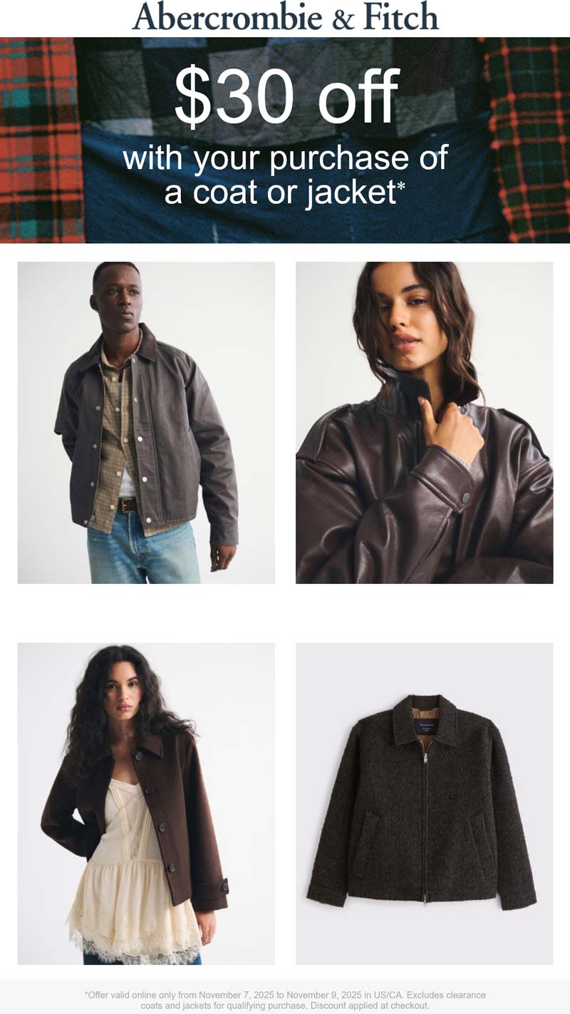Abercrombie & Fitch coupons & promo code for November 2025