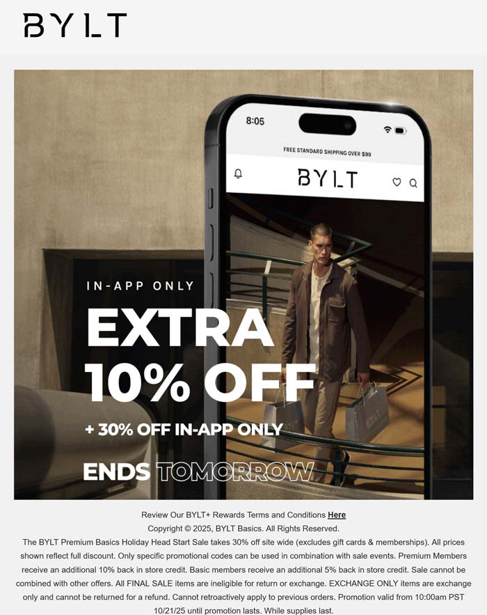 BYLT 40% off via mobile at BYLT #bylt BYLT stores Coupon 40% off via mobile at BYLT #bylt
