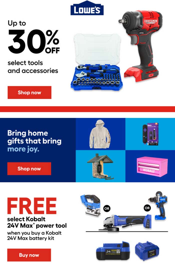 Lowes stores Coupon  Free kobalt power tool with your battery & more at Lowes #lowes 