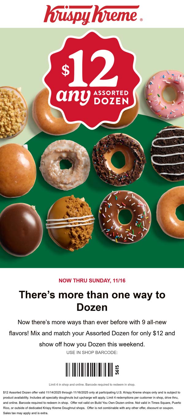 Krispy Kreme coupons & promo code for November 2025