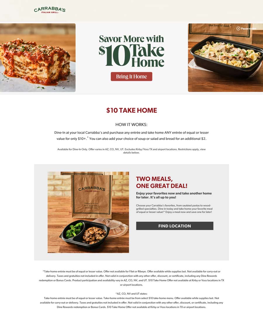 Carrabbas coupons & promo code for November 2025