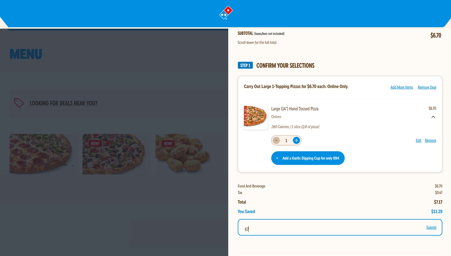 Dominos Large 1-topping carryout for $7 at Dominos pizza via promo code 67 #dominos Dominos restaurants Coupon Large 1-topping carryout for $7 at Dominos pizza via promo code 67 #dominos