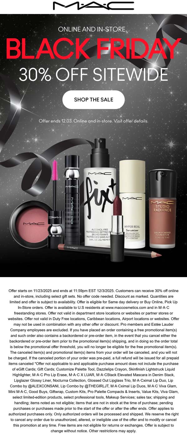 MAC 30% off everything at MAC cosmetics, ditto online #mac MAC stores Coupon 30% off everything at MAC cosmetics, ditto online #mac