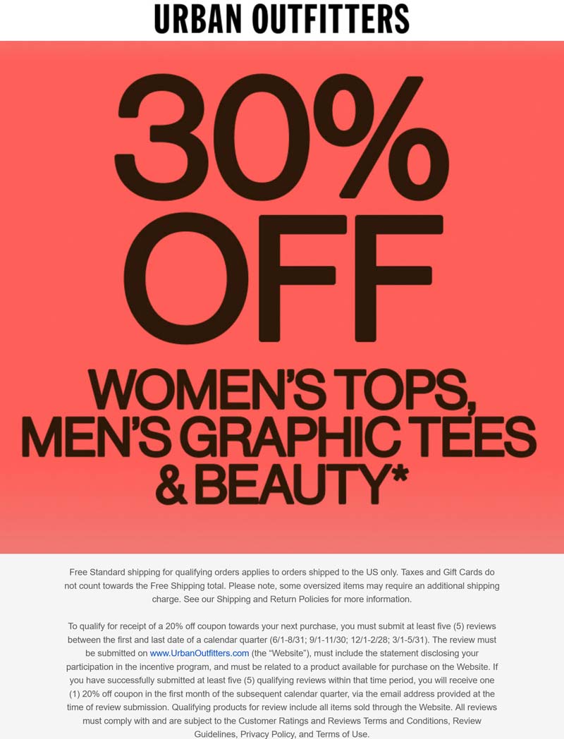 Urban Outfitters 30% off at Urban Outfitters #urbanoutfitters Urban Outfitters stores Coupon 30% off at Urban Outfitters #urbanoutfitters