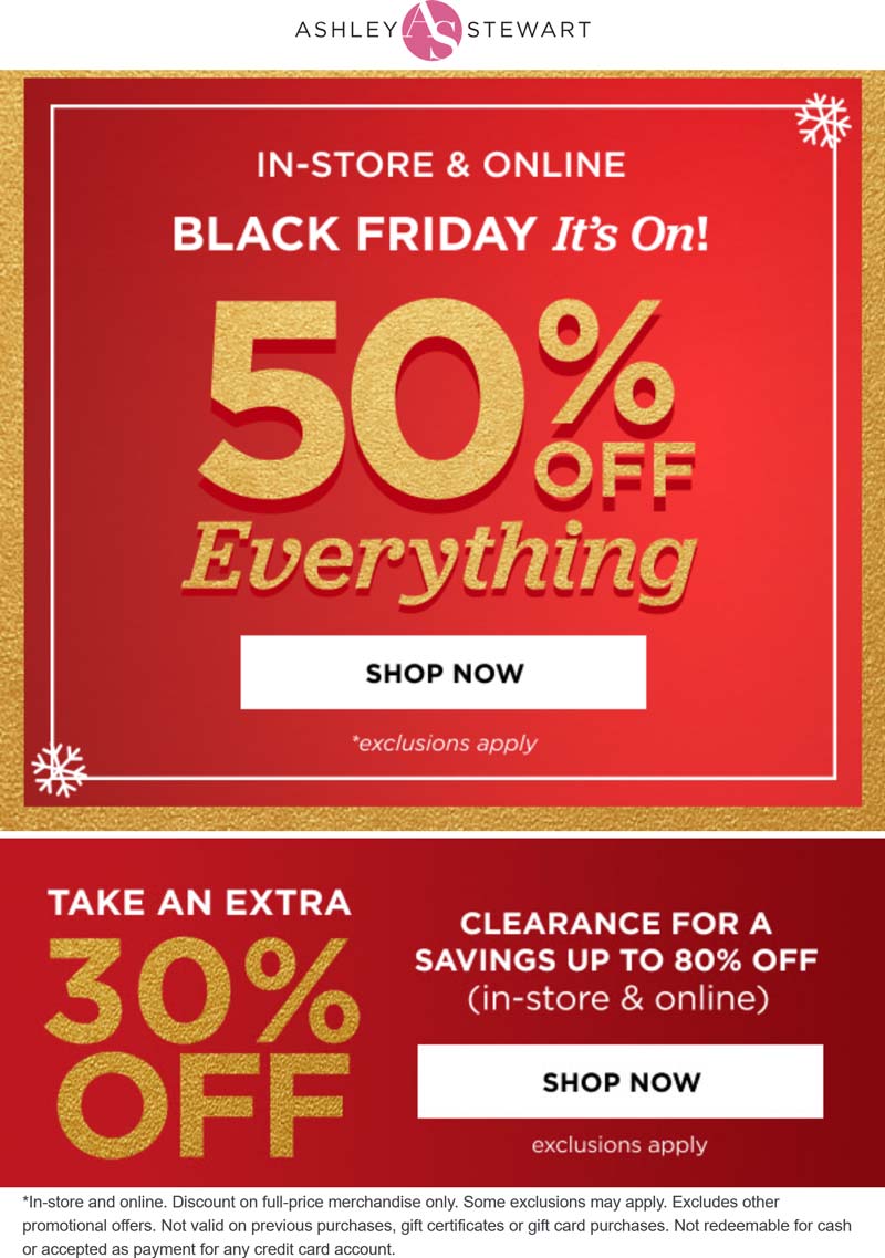 Ashley Stewart 30-50% off everything at Ashley Stewart, ditto online #ashleystewart Ashley Stewart stores Coupon 30-50% off everything at Ashley Stewart, ditto online #ashleystewart