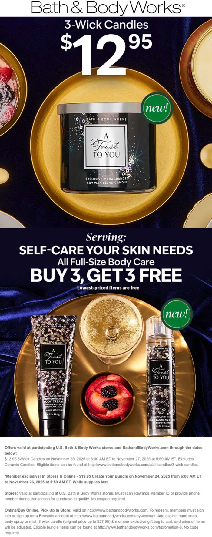 Bath & Body Works 3-wick candles = $13 at Bath & Body Works, ditto online #bathbodyworks Bath & Body Works stores Coupon 3-wick candles = $13 at Bath & Body Works, ditto online #bathbodyworks