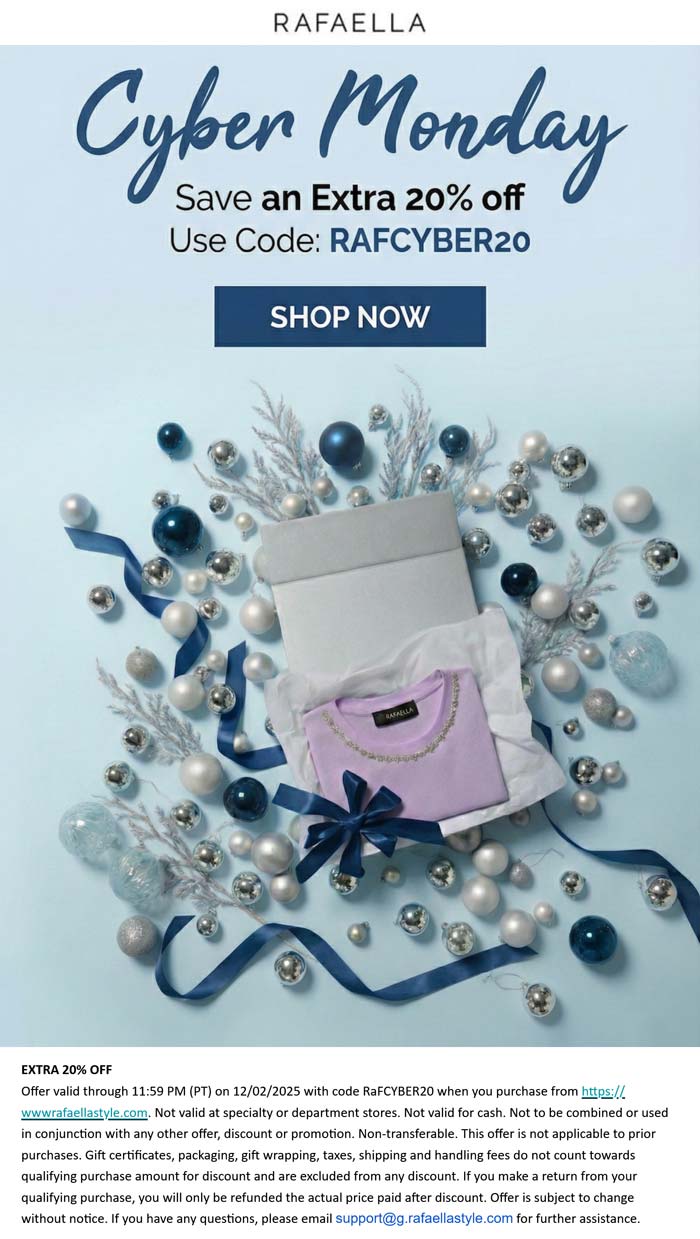 Rafaella Extra 20% off at Rafaella via promo code RAFCYBER20 #rafaella Rafaella stores Coupon Extra 20% off at Rafaella via promo code RAFCYBER20 #rafaella