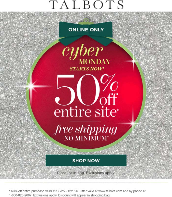 Talbots 50% off everything + free shipping at Talbots #talbots Talbots stores Coupon 50% off everything + free shipping at Talbots #talbots