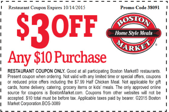Boston Market Coupon April 2024 $3 off $10 at Boston Market restaurants