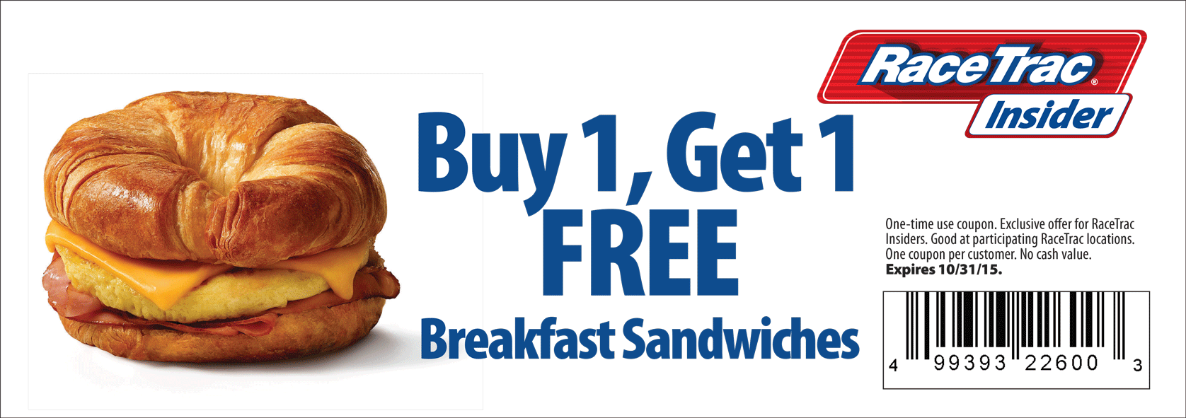 RaceTrac Coupon April 2024 Second breakfast sandwich free at RaceTrac gas stations