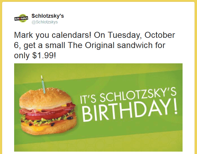 Schlotzskys Coupon April 2024 $2 sandwich today at Schlotzskys bakery cafe