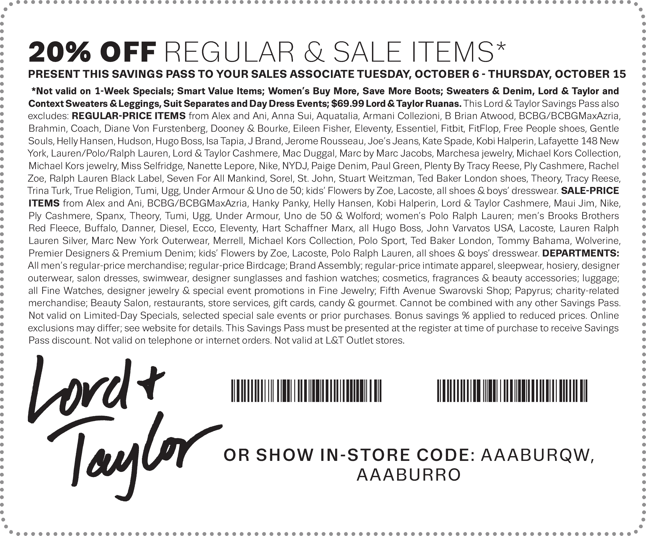 Lord & Taylor Coupon April 2024 Extra 20% off at Lord & Taylor, or online via promo code COLUMBUS