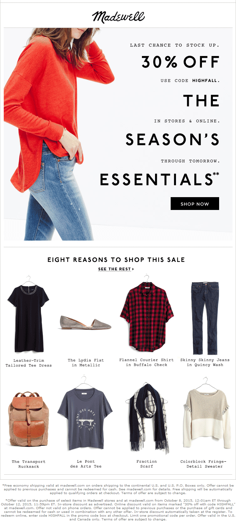 Madewell Coupon April 2024 30% off fall fashion at Madewell, or online via promo code HIGHFALL