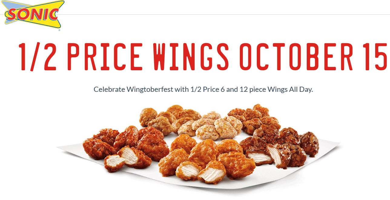 Sonic Drive-In Coupon April 2024 50% off wings Thursday at Sonic Drive-In