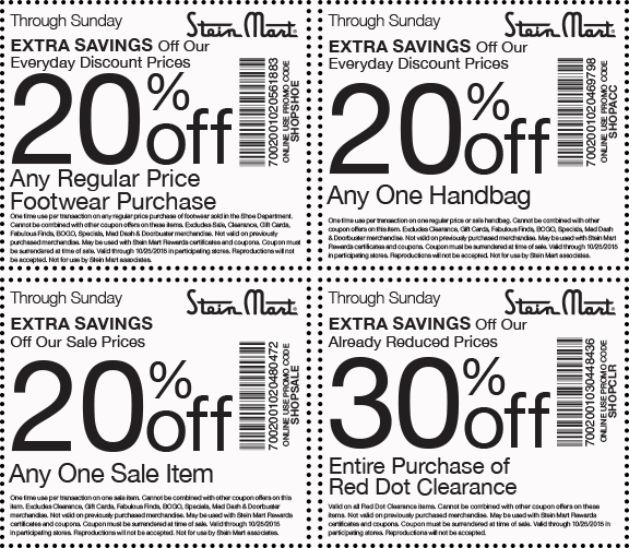 Stein Mart Coupon April 2024 Extra 20% off a single sale item & more at Stein Mart, or online via promo code SHOPSALE