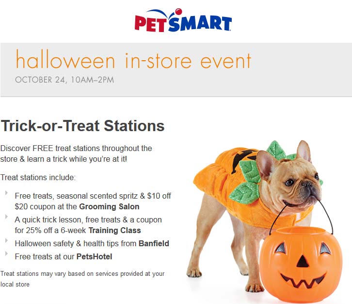 PetSmart Coupon April 2024 Free treats & service coupons 10a-2p Saturday at PetSmart