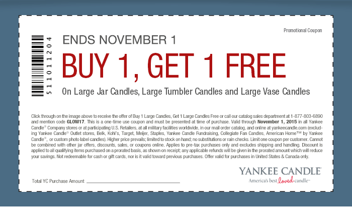 Yankee Candle Coupon April 2024 Second candle free at Yankee Candle, or online via promo code GLOW17
