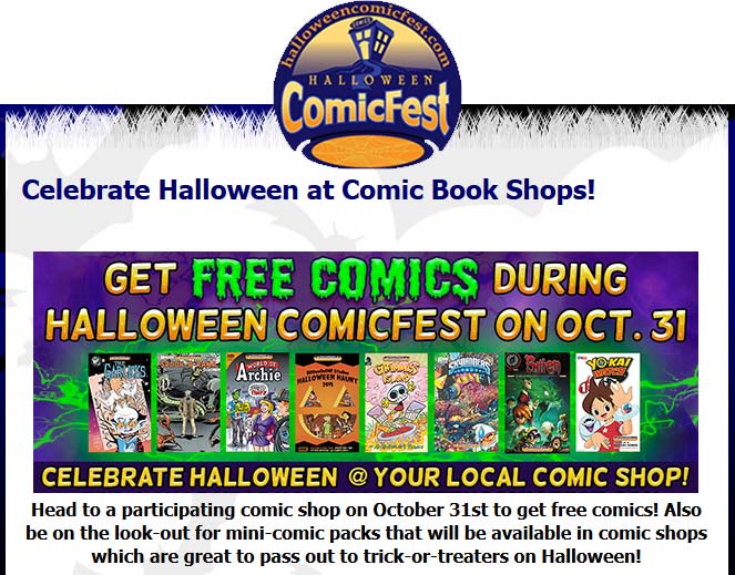 Comic Book Coupon April 2024 Free comics Halloween at your local Comic Book shop