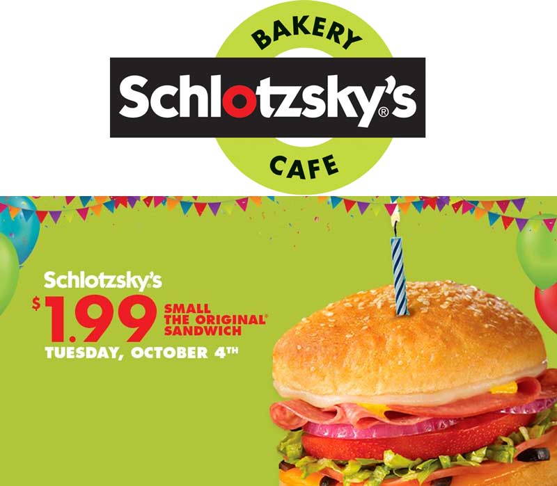 Schlotzskys Coupon March 2024 $2 sandwich Tuesday at Schlotzskys