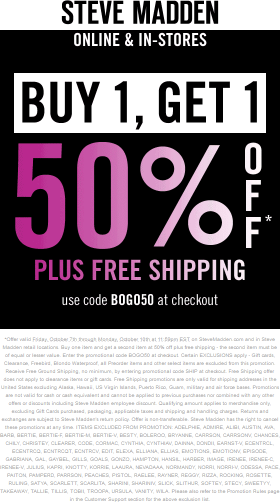 Steve Madden coupons & promo code for [April 2024]